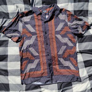 Express Black Hawaiian Short Sleeve Button Up Mens Shirt Medium